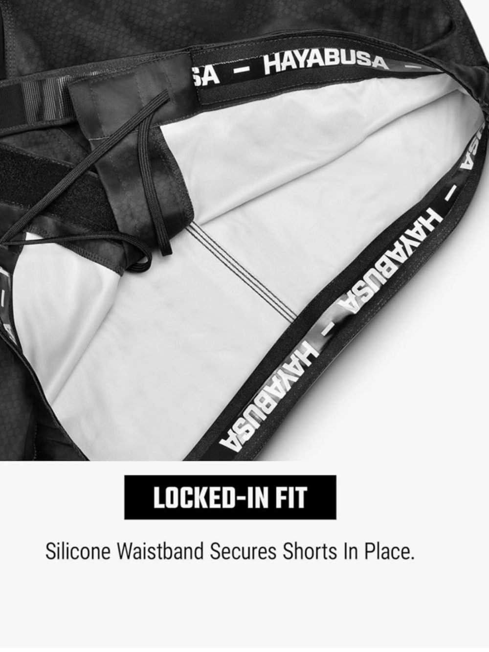 Hayabusa Hexagon Mid-Thigh Hybrid Fight Short black virtually indestructible M - Picture 15 of 16